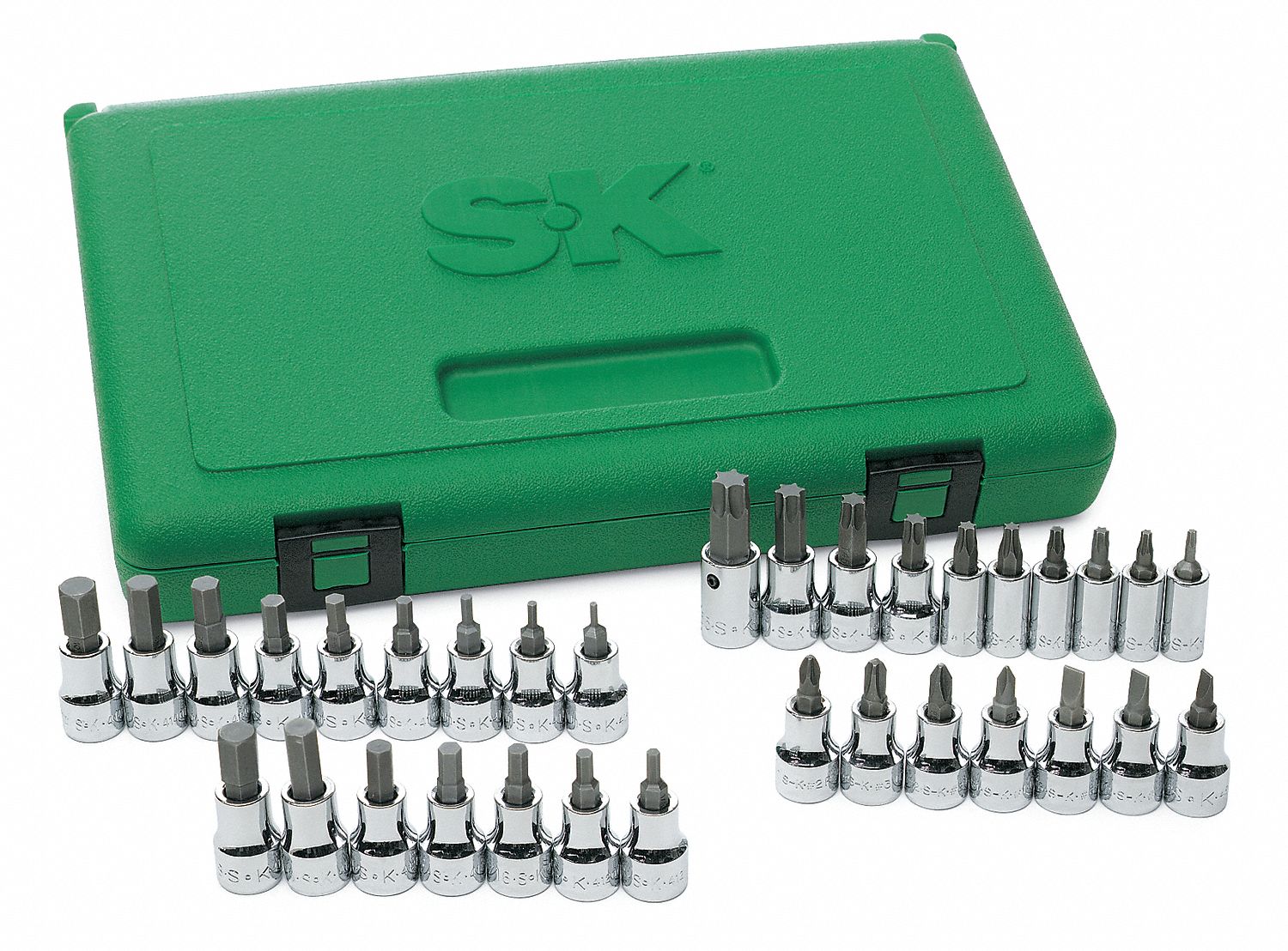 SK PROFESSIONAL TOOLS, 1/4 in_3/8 in Drive Size, 33 Pieces, Socket Bit