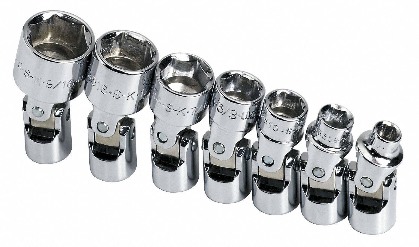 SK PROFESSIONAL TOOLS Socket Set, Socket Size Range 3/16 in to 9/16 in
