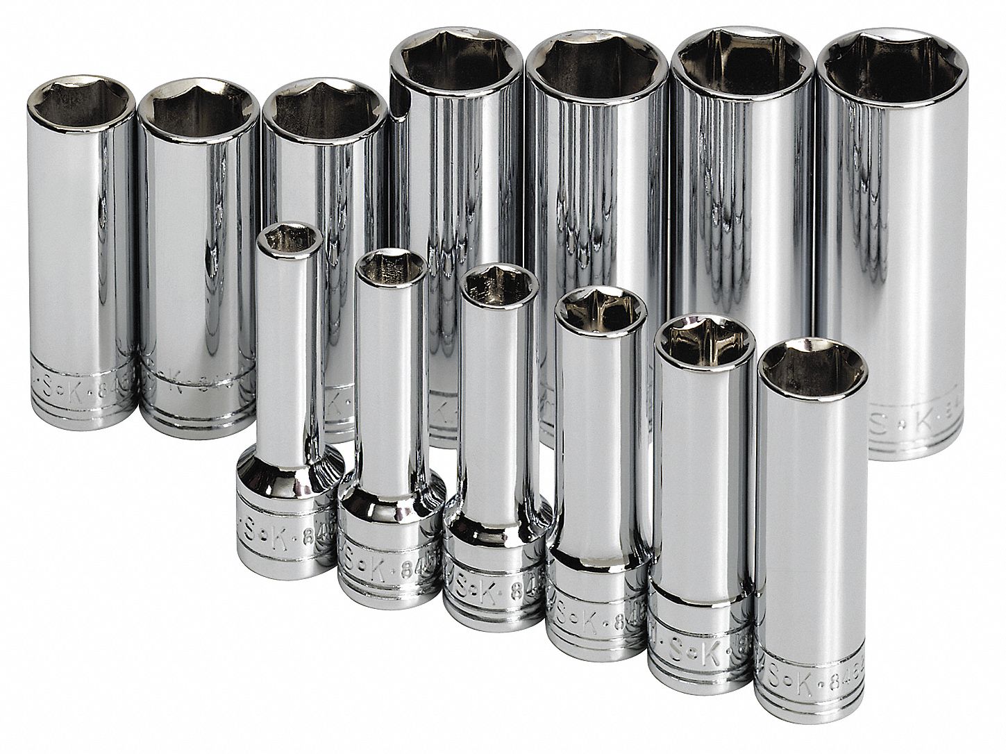 SK PROFESSIONAL TOOLS 3/8"Drive Metric Chrome Socket Set, Number of