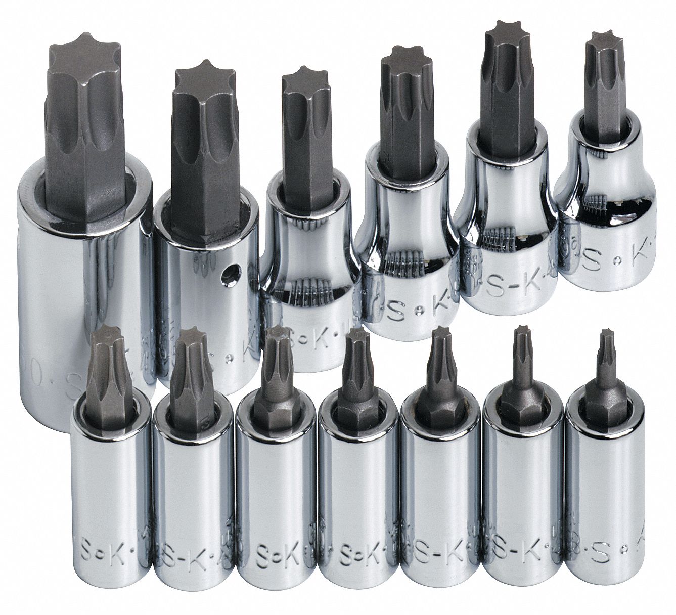 SK PROFESSIONAL TOOLS, 1/4 in_3/8 in Drive Size, 13 Pieces, Socket Bit