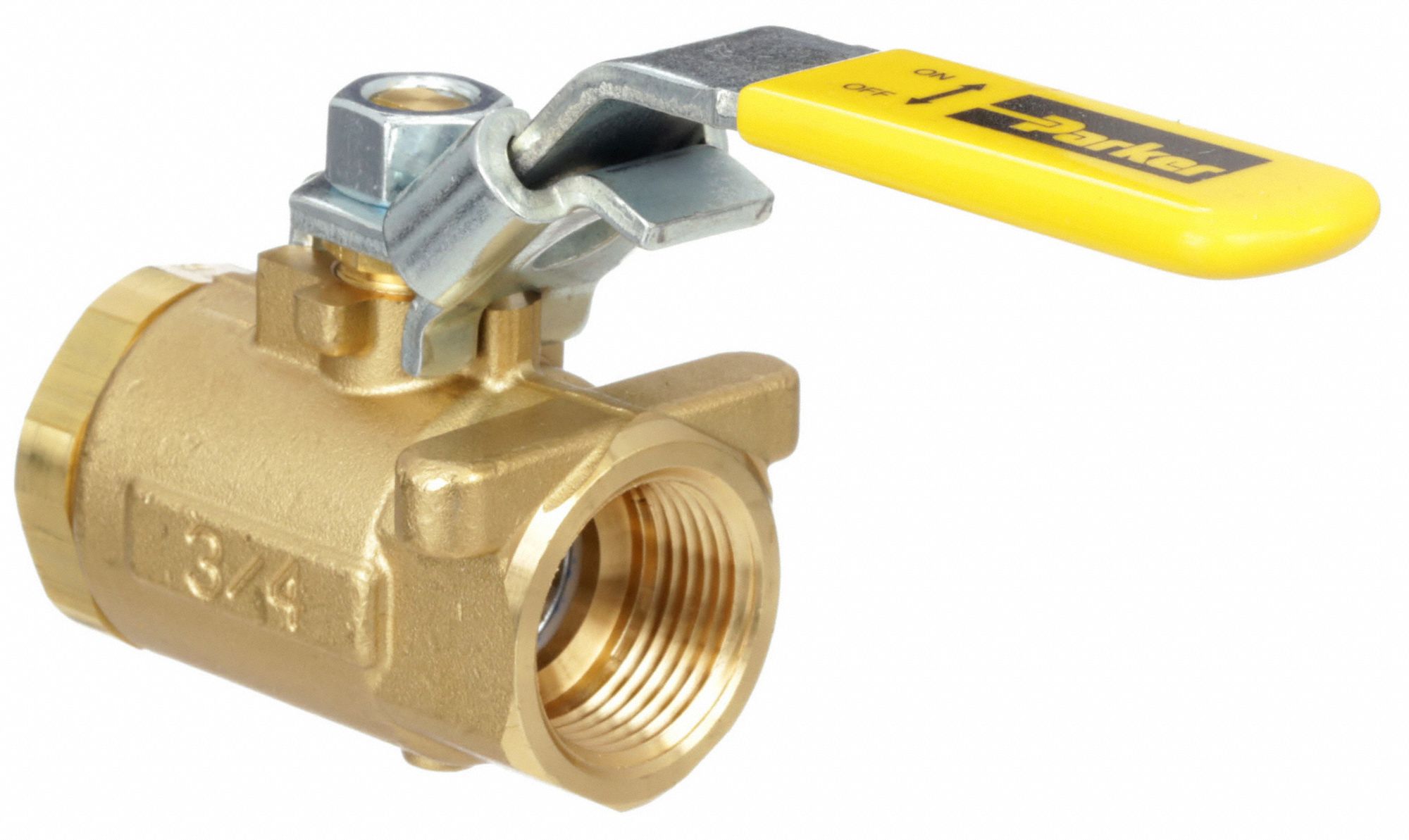 GRAINGER APPROVED Ball Valve, Brass, Inline, 2Piece, Pipe Size 3/4 in