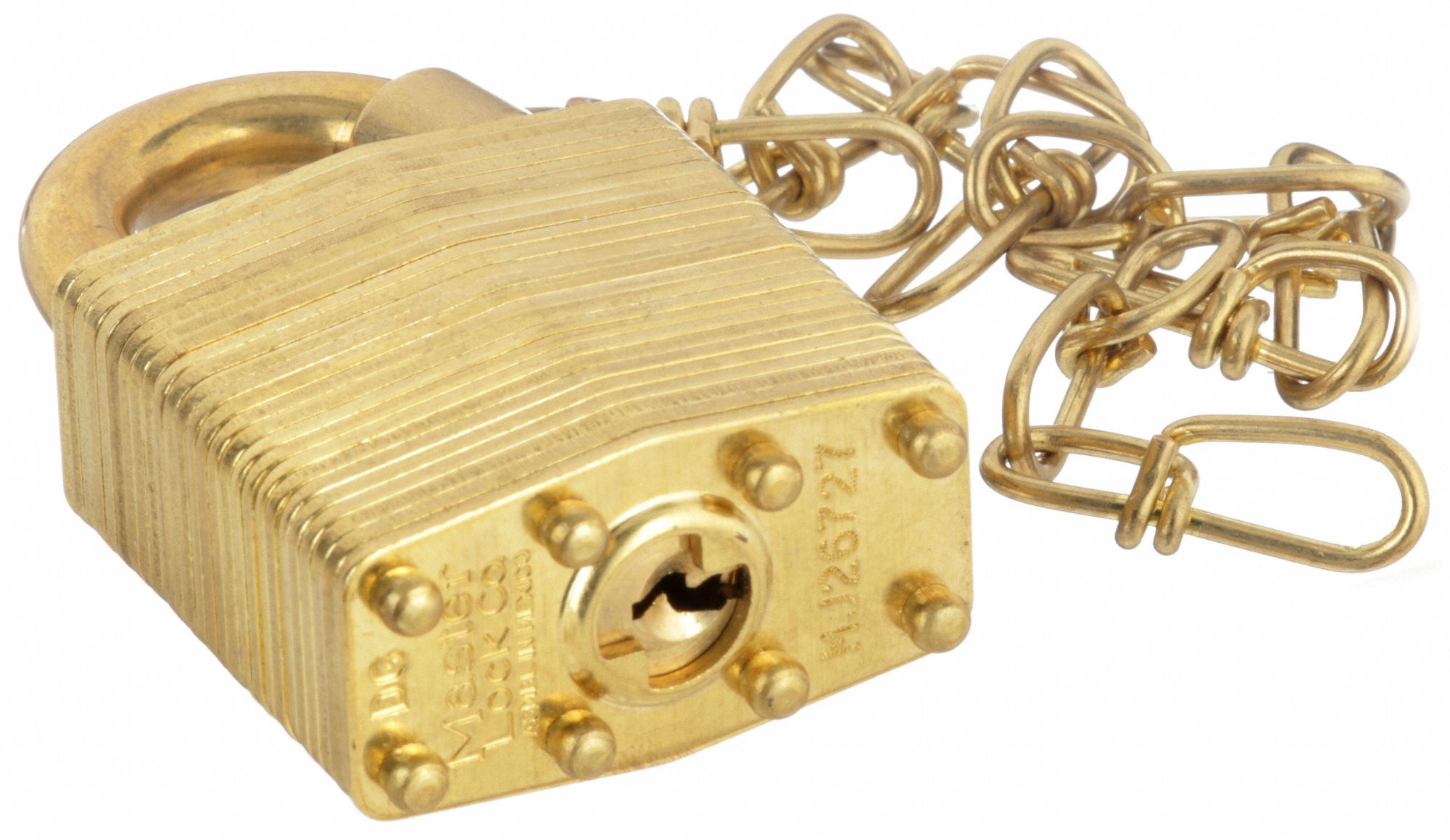 MASTER LOCK Keyed Different, Padlock, Brass, Shackle Type Standard