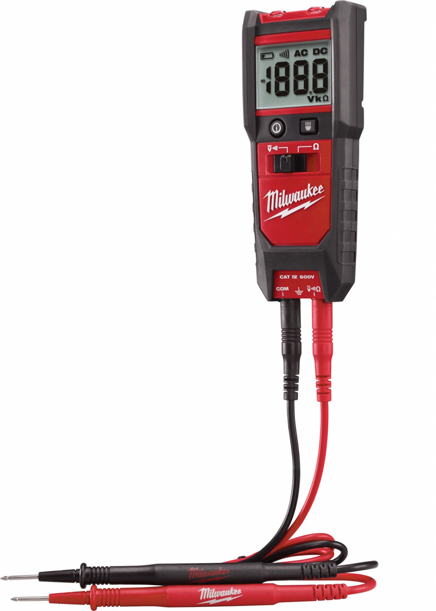 MILWAUKEE Electrical Tester, 600VAC/DC, LCD and LED - 20LN64|2213-20