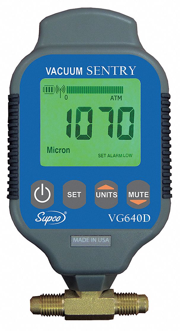 SUPCO Vacuum Gauge, LCD Display, Measuring Range 0 to 19,000 Microns, 1