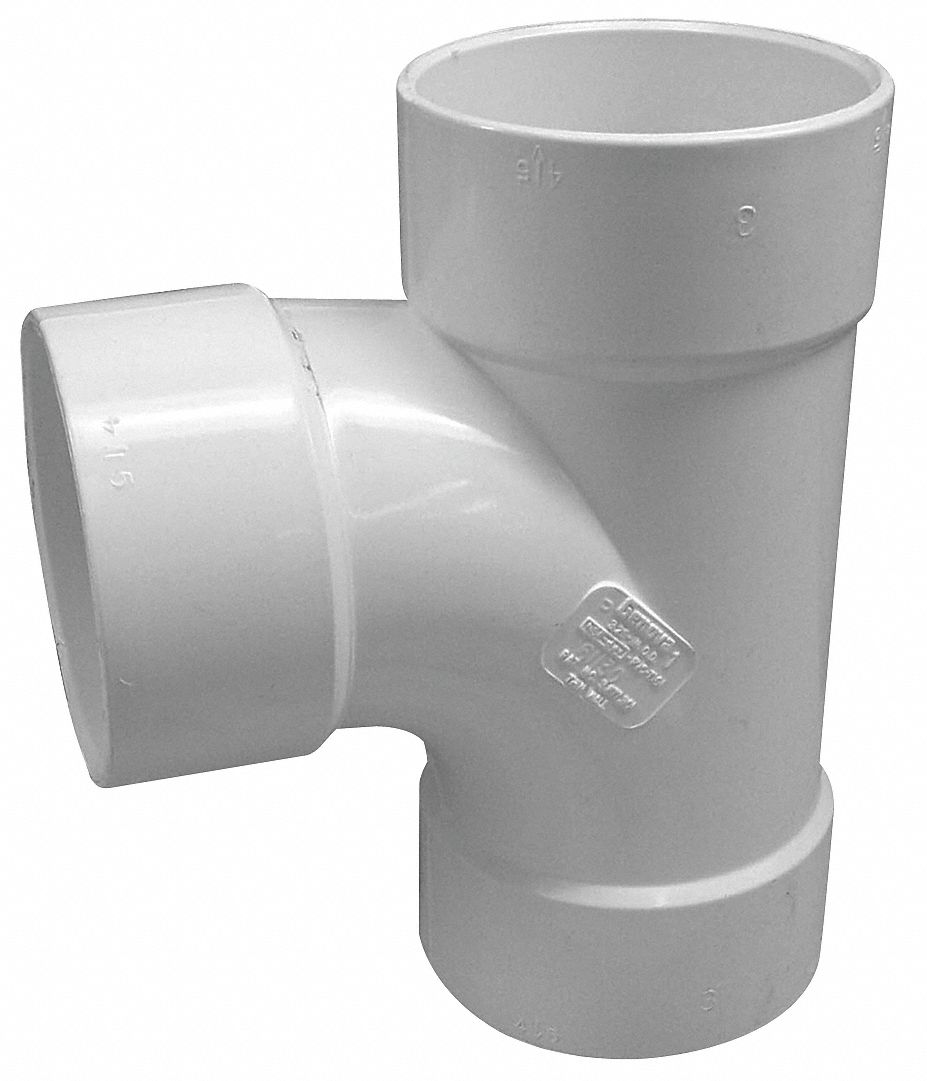 GENOVA PVC Sanitary Tee, Hub, 3 in Pipe Size Pipe Fitting 20LU53
