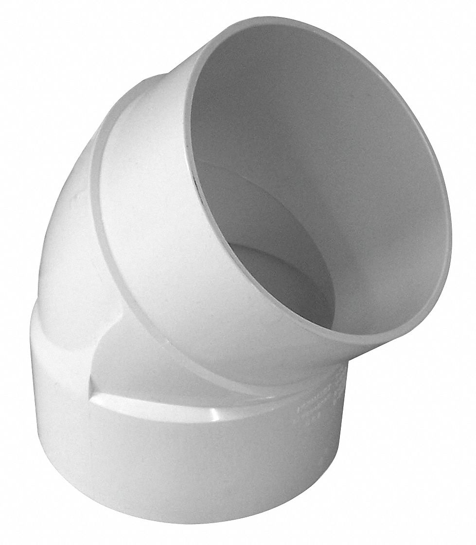 GENOVA PVC Street Elbow, 45 Degrees, Hub x Spigot, 4 in Pipe Size