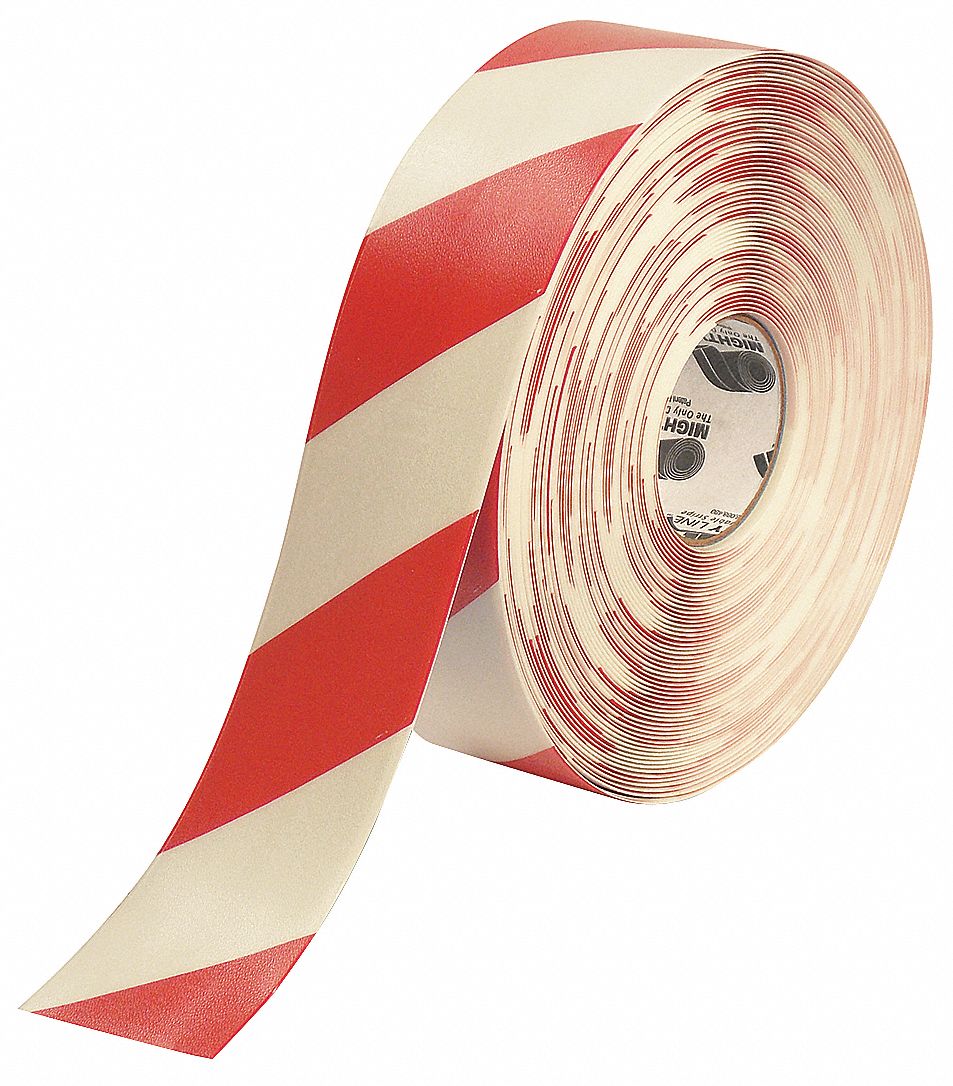 ExtraDurable, Striped, Floor Marking Tape 20PF803RWCHVRED Grainger