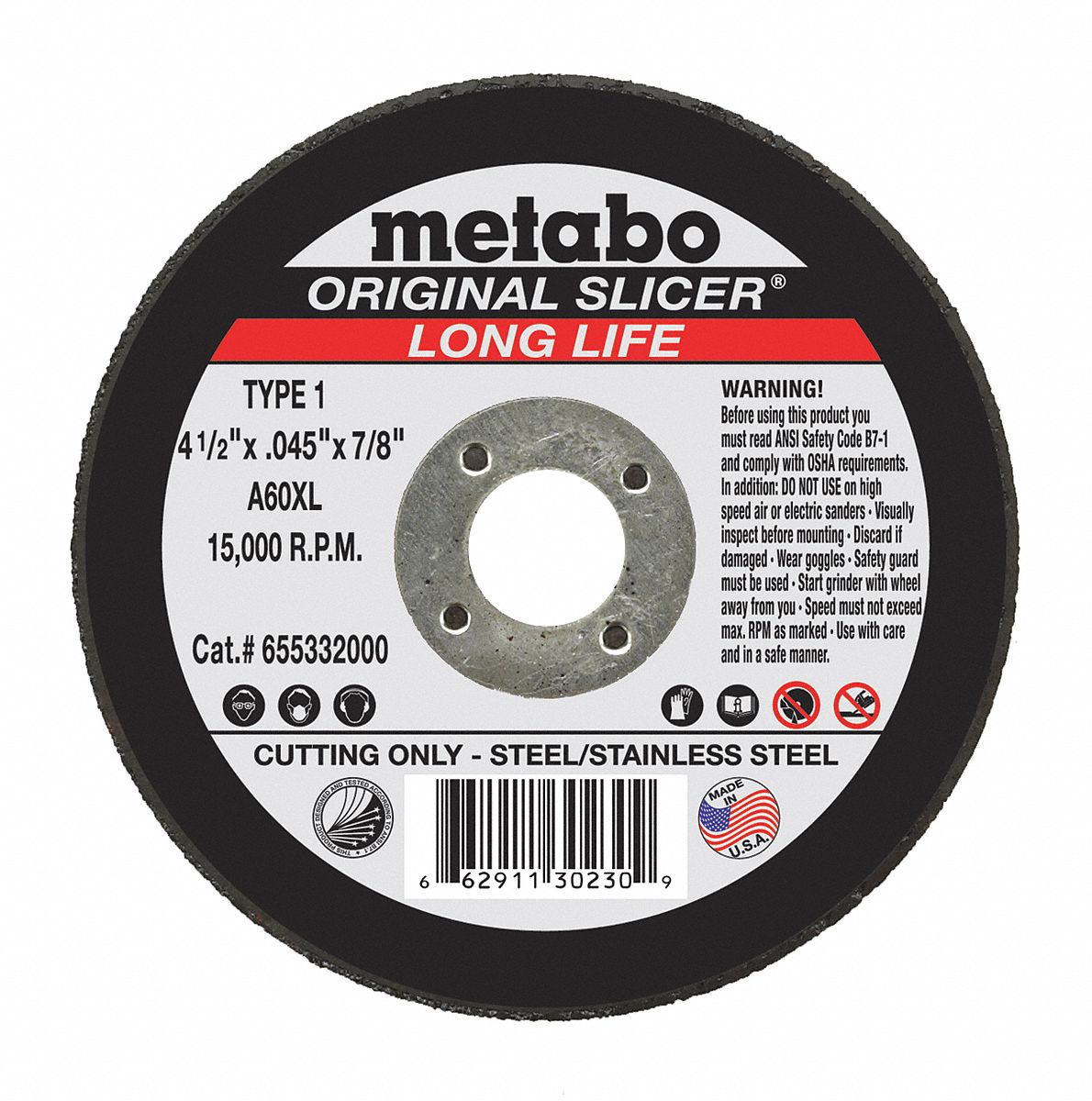 METABO CutOff Wheel, A60XL, 41/2"x.045"x7/8" 20PH33655332000 Grainger