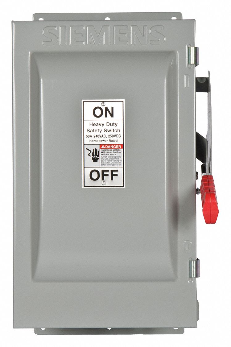 SIEMENS, 60 A Amps AC, 15 HP 240V AC, Safety Switch 20RC20HF322J