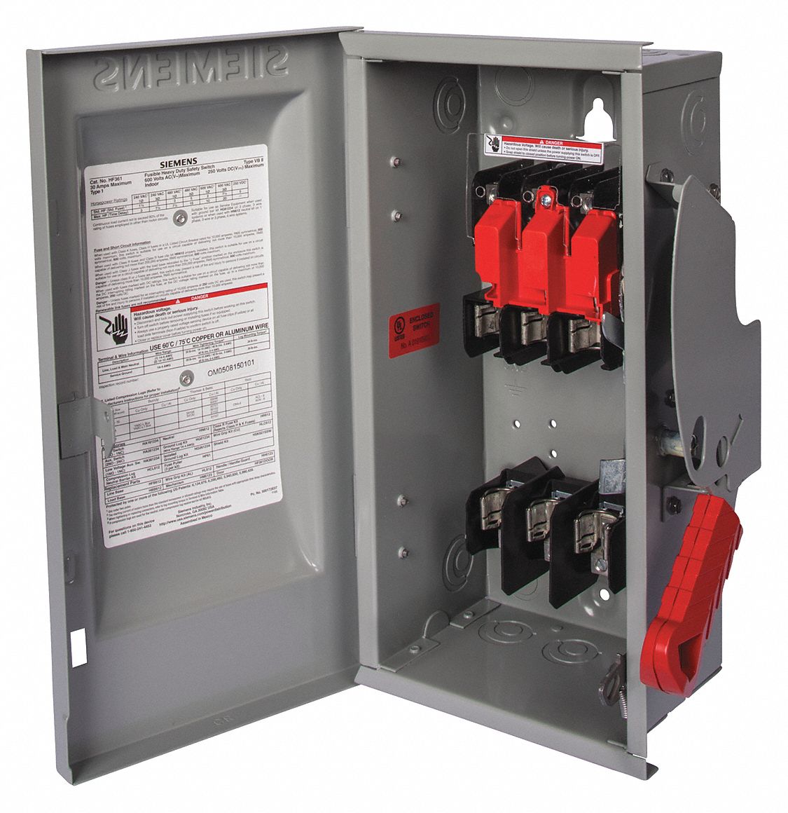 SIEMENS Safety Switch 60 A Amps AC, 50 HP 600V AC, 3R, 3 Poles, 3