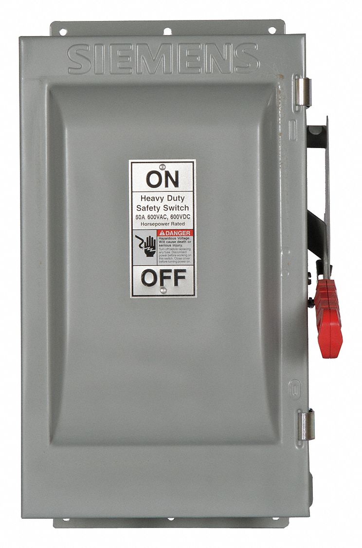 SIEMENS Safety Switch 60 A Amps AC, 60 HP 600V AC, 3R, 3 Poles, 3