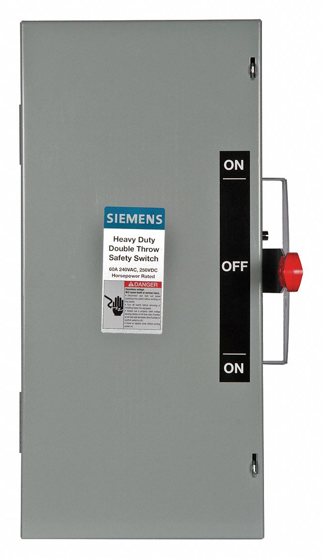 SIEMENS Safety Switch 60 A Amps AC, 20 HP 240V AC, 1, 3 Poles, 3