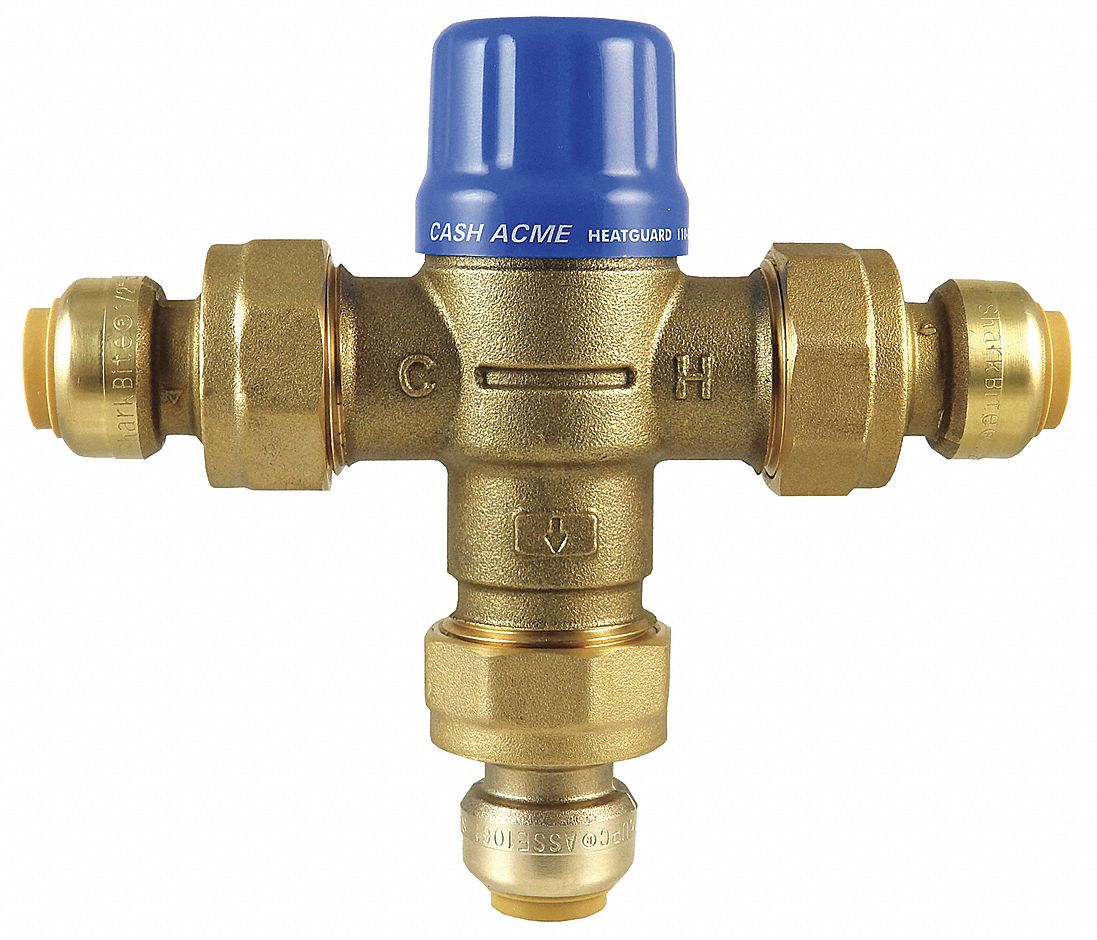 CASH ACME 3/4 in Push Fit Inlet Type Thermostatic Mixing Valve, Bronze