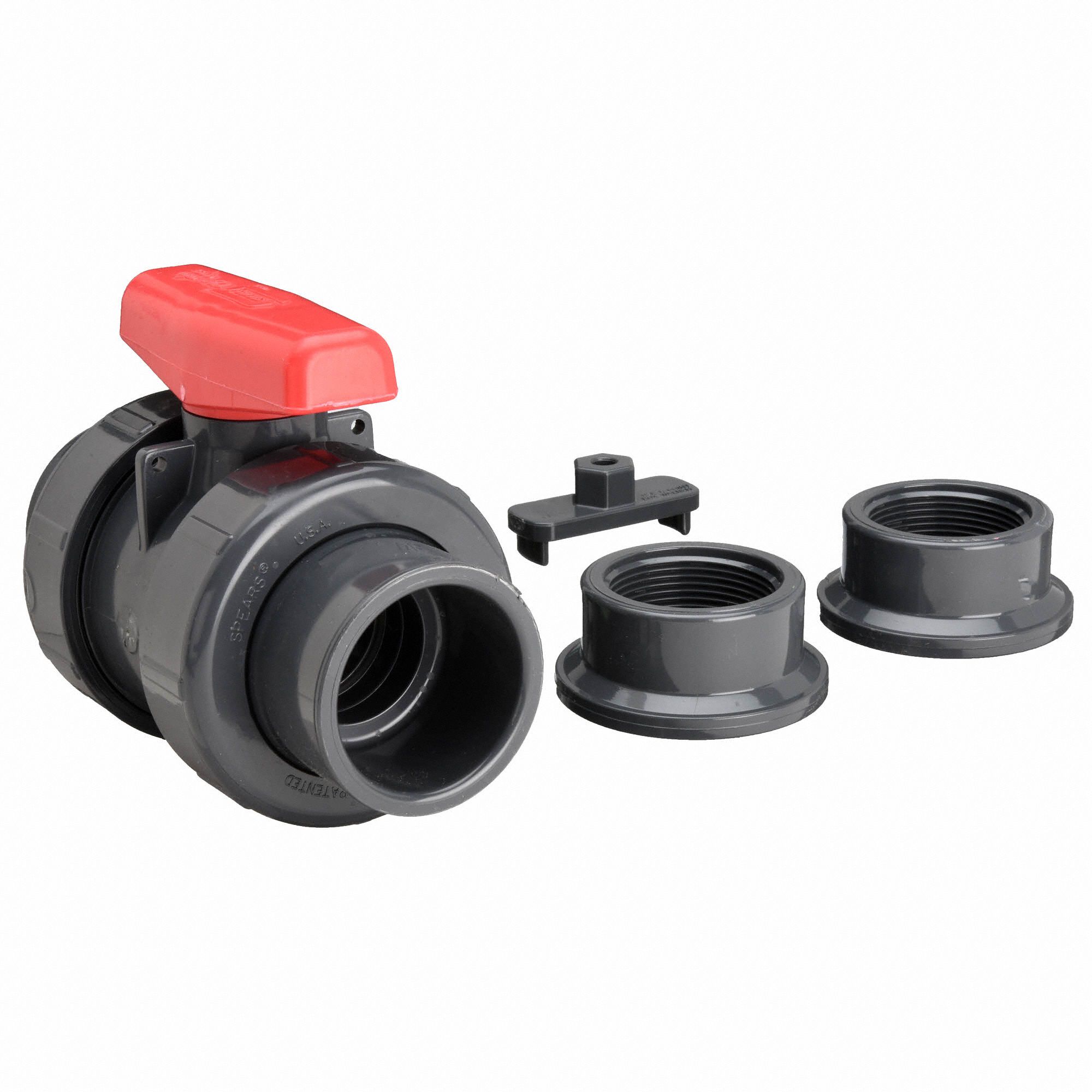 SPEARS Ball Valve, PVC, Inline, 3Piece, Pipe Size 3/4 in, Connection