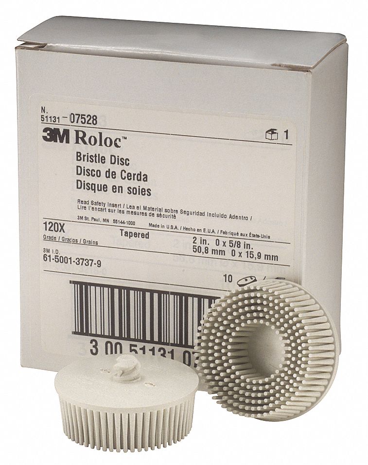 SCOTCHBRITE 2 in Bristle Disc, Quick Change, 120 Grit, RollOn/Off (TR