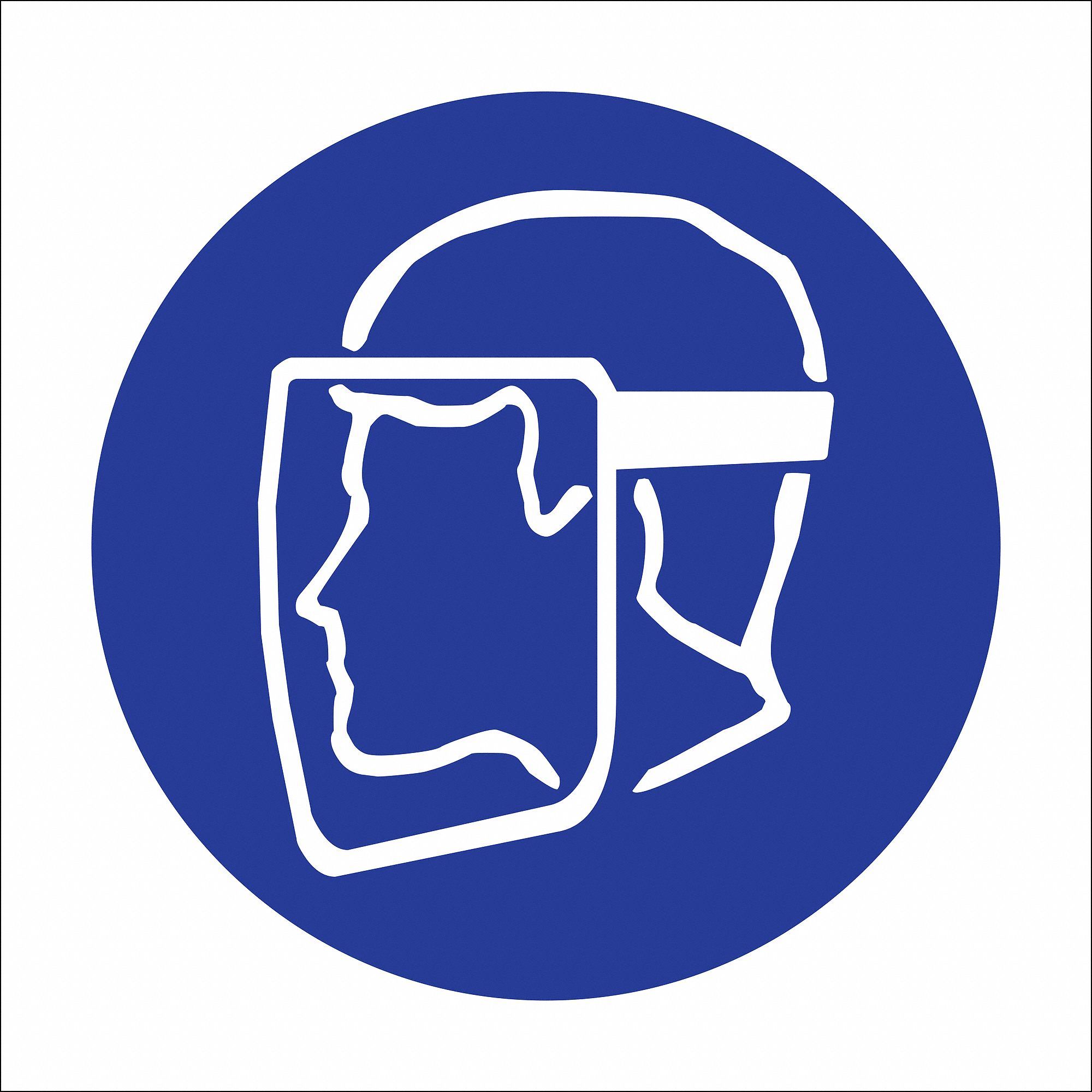 BRADY RighttoKnow Label, Vinyl, No Text, (Face Shield Pictogram), Blue/White, 1 1/2 in Height