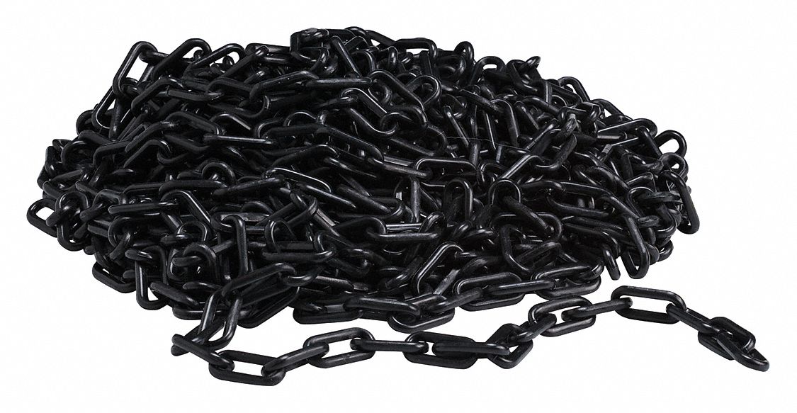 BRADY Plastic Chain, 2 In x 100 ft, Black 20TL1978268 Grainger