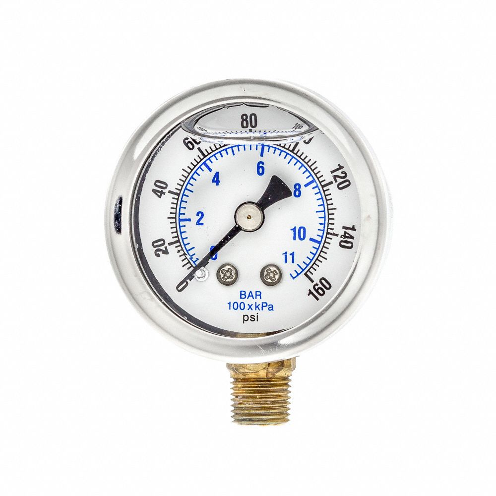 PIC GAUGES, 0 to 160 psi ( 0 to 11 bar ), 1 1/2 in Dial, Industrial