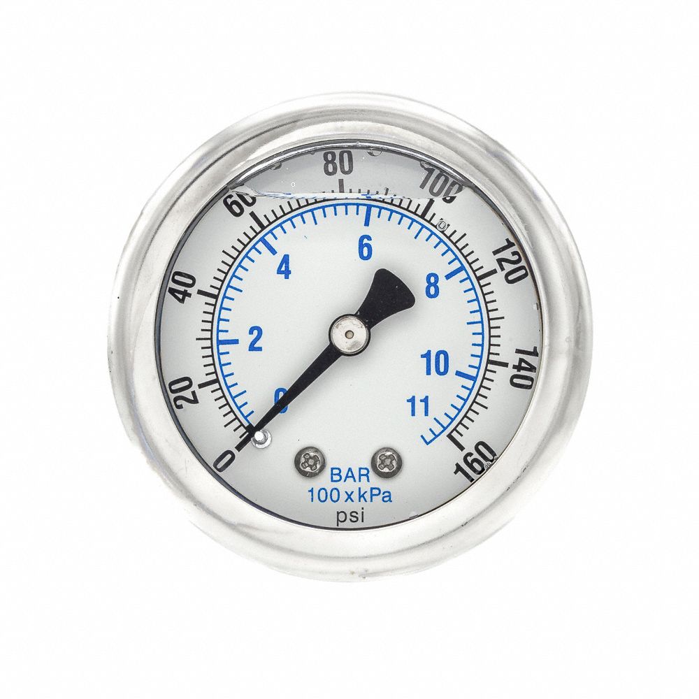 PIC GAUGES Pressure Gauge, 0 to 160 psi Range, 1/8 in MNPT, +/323
