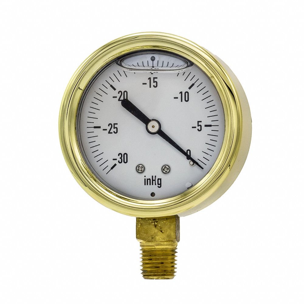 PIC GAUGES Industrial Vacuum Gauge 30 to 0 in Hg, 2 1/2 in Dial
