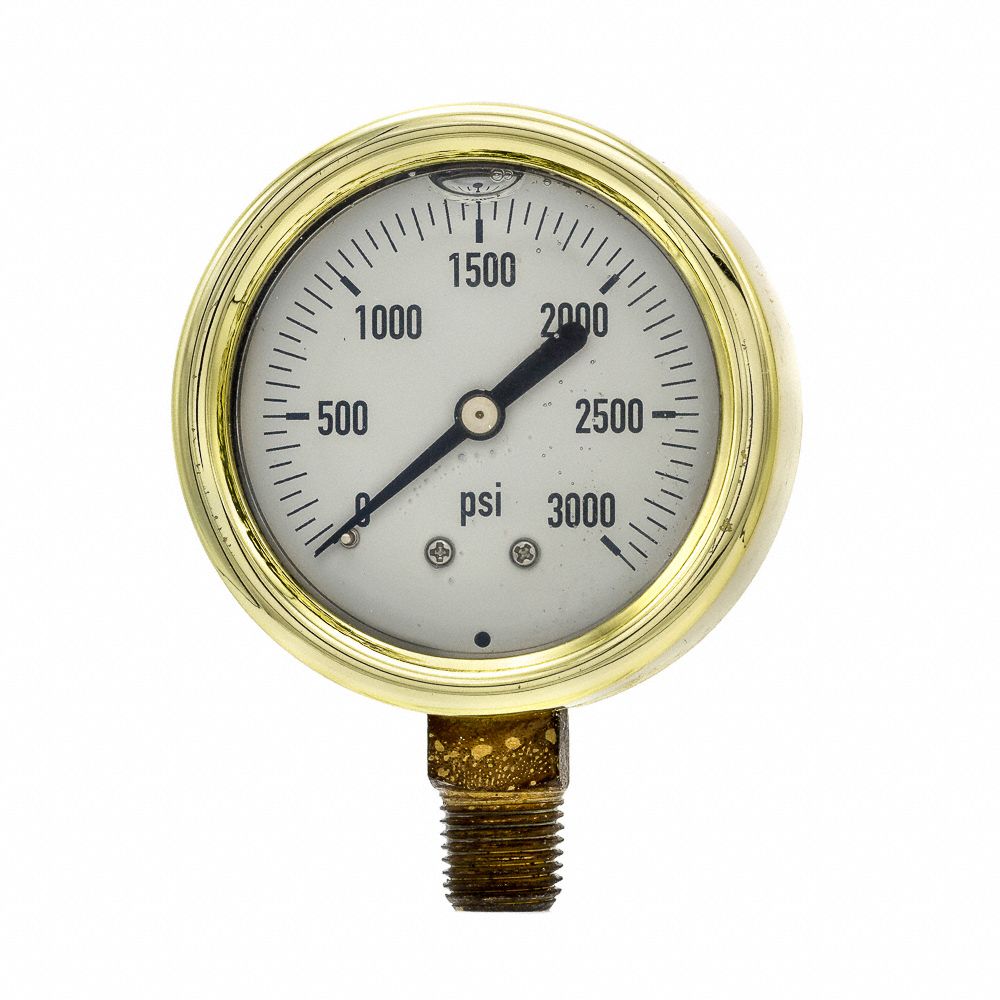 PIC GAUGES Industrial Pressure Gauge 0 to 3,000 psi, 2 1/2 in Dial
