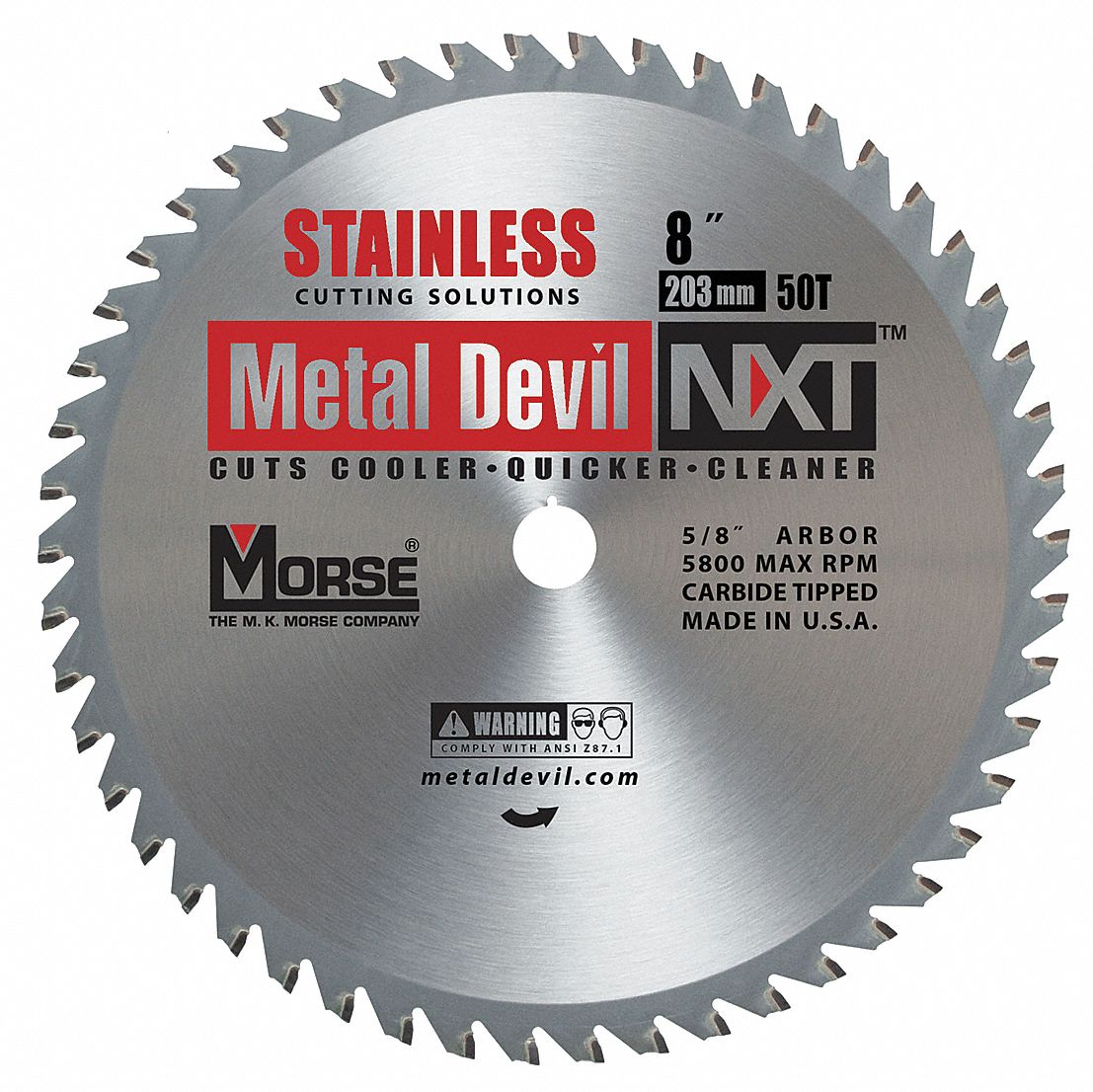 MORSE Circular Saw Blade, 8 in Blade Dia., 5/8 in Arbor Size, Round
