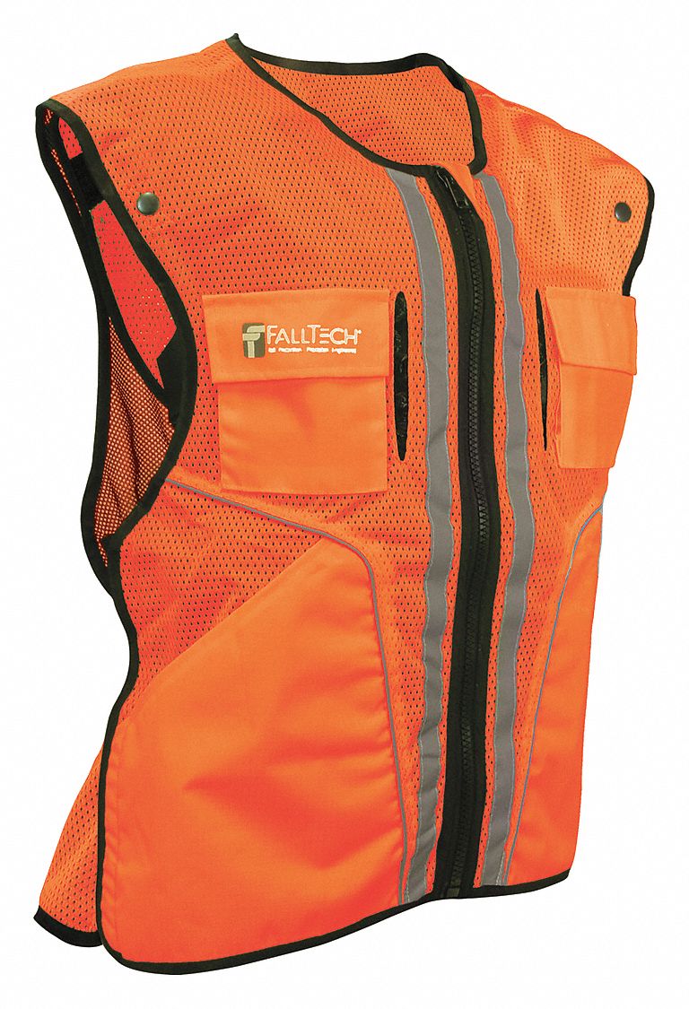 FALLTECH, ANSI Class 2, L/XL, Construction Safety Vest 20UM37G5056LX Grainger