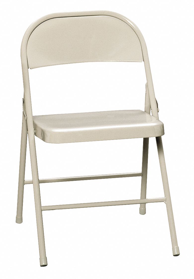 Light Beige Steel Folding Chair with Light Beige Seat Color, 1EA Grainger