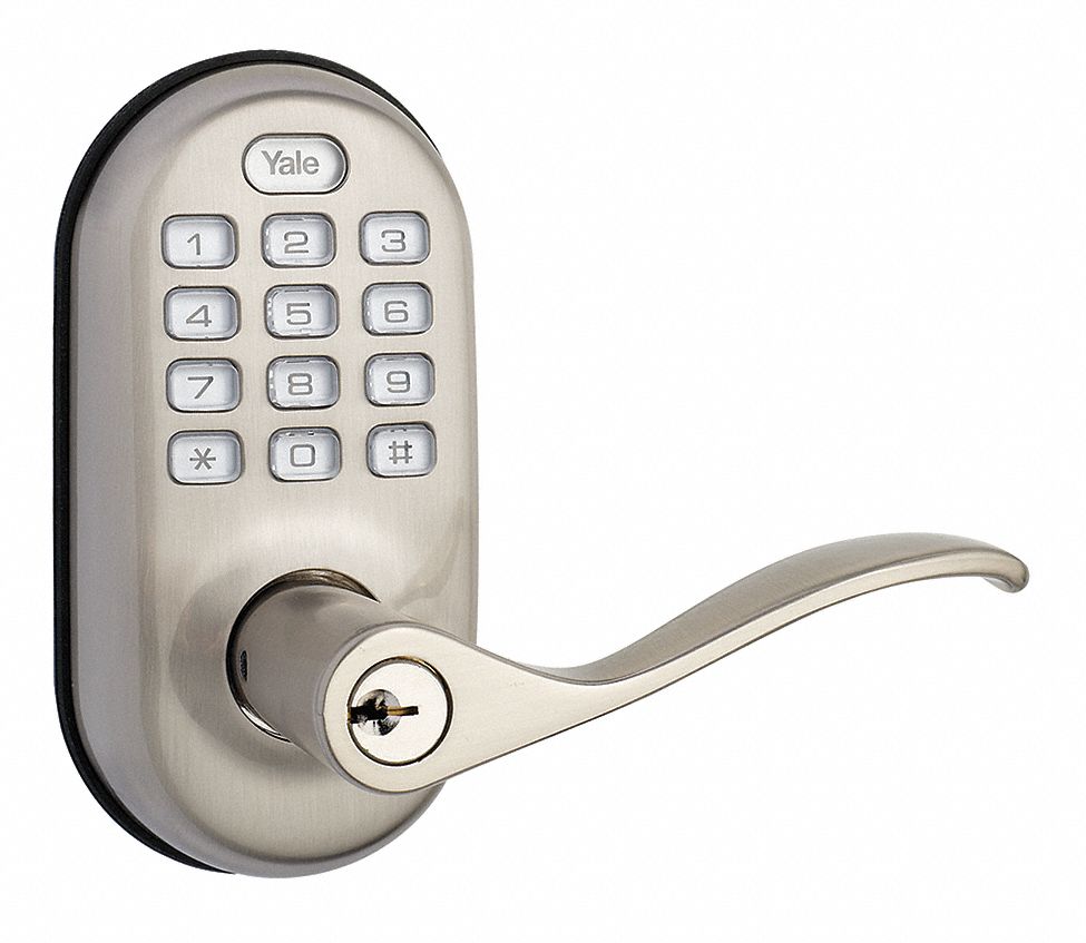 YALE REAL LIVING Lever, Mechanical, Light Duty, Different, Satin Nickel