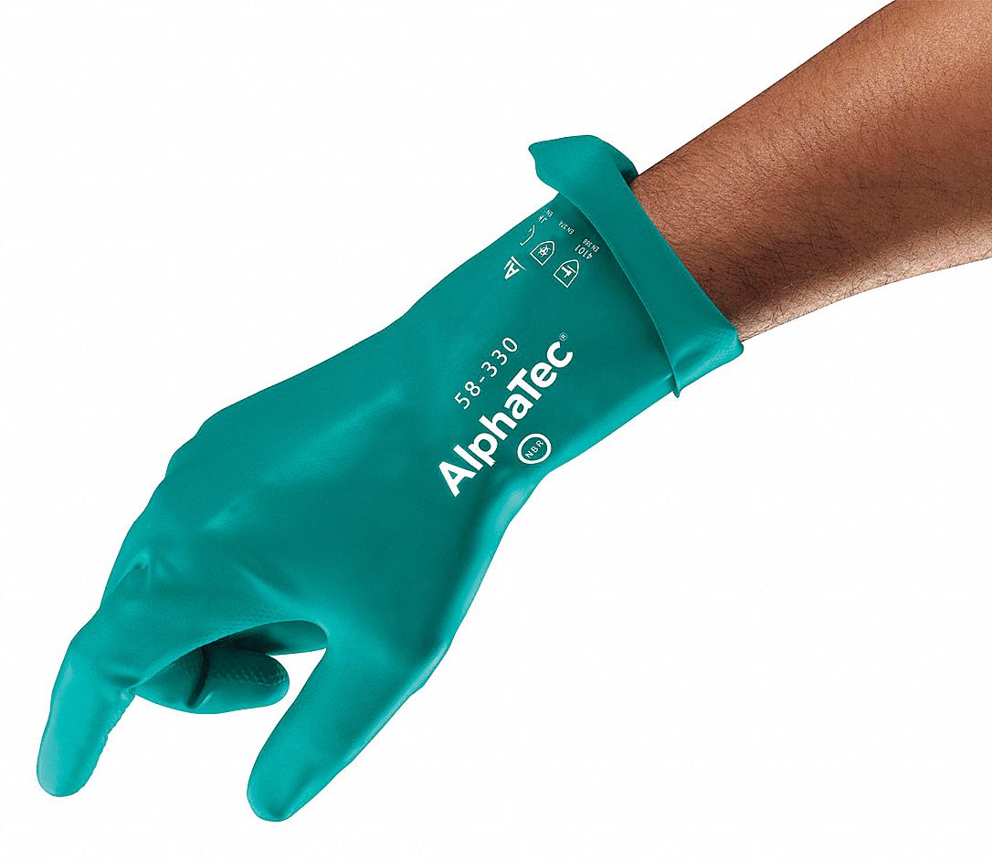 ANSELL Chemical Resistant Gloves, 10, Glove Materials Nitrile, 1 PR