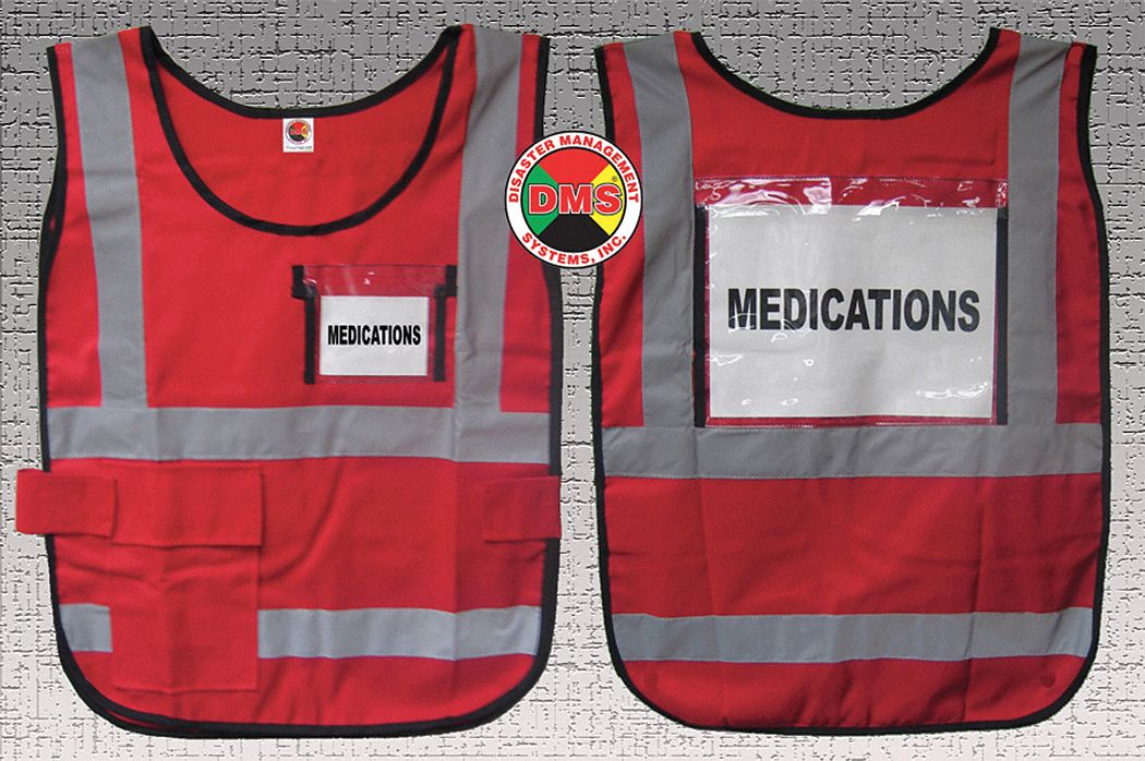DISASTER MANAGEMENT SYSTEMS, Safety Vest ANSI Class Class 2, Red