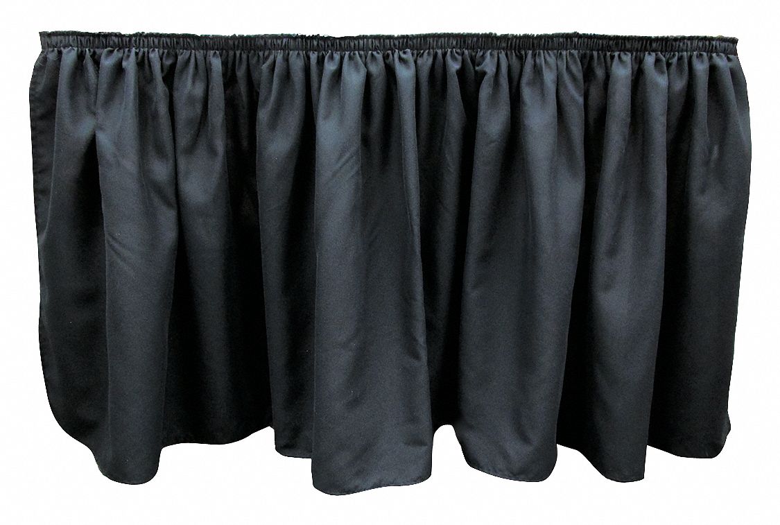 Table Skirt, Black, 17 1/2 ft Length, 29 in Height, Polyester Grainger