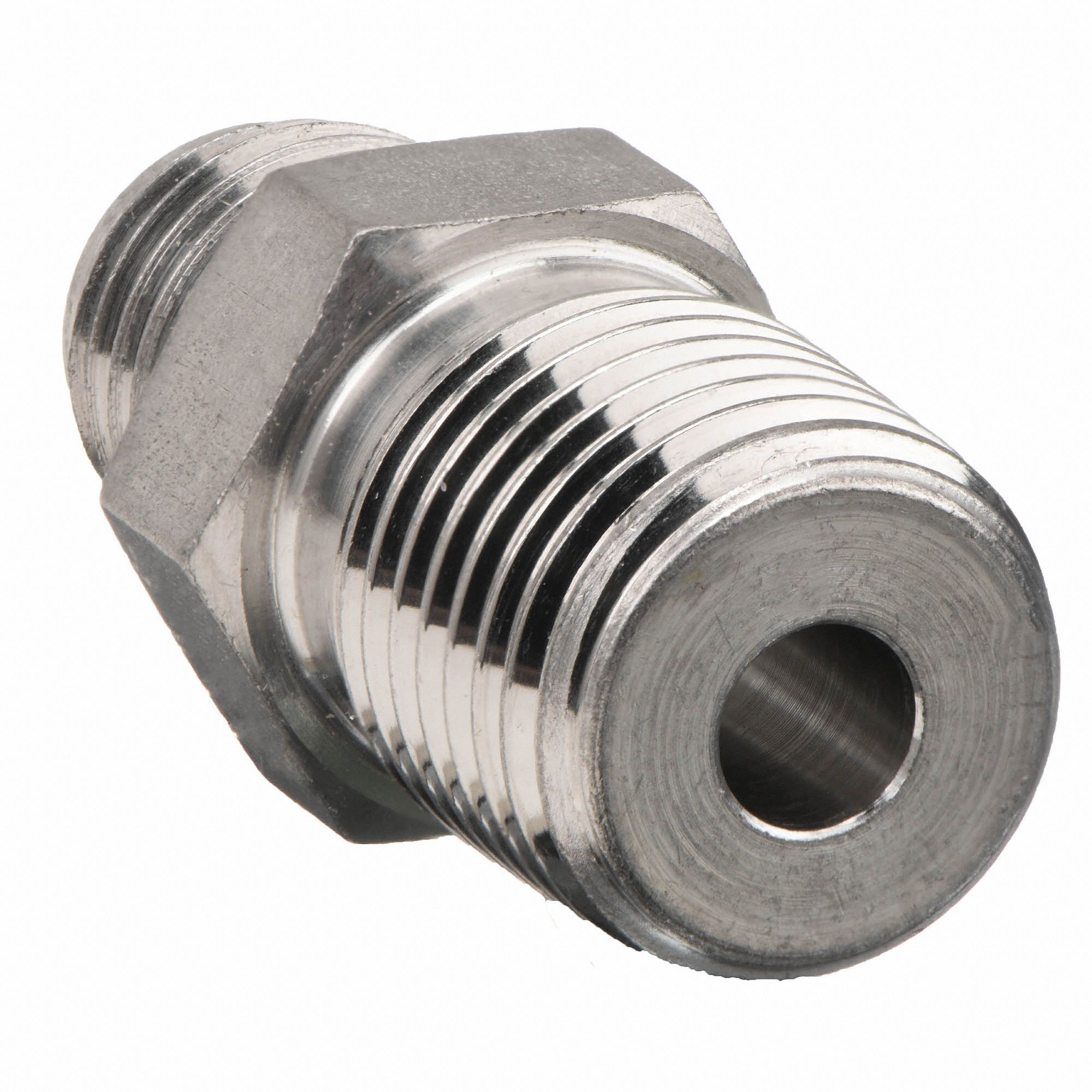 PARKER 316 Stainless Steel Male Connector, Male BSPT, 1/4 in Pipe Size Pipe Fitting 20YZ73