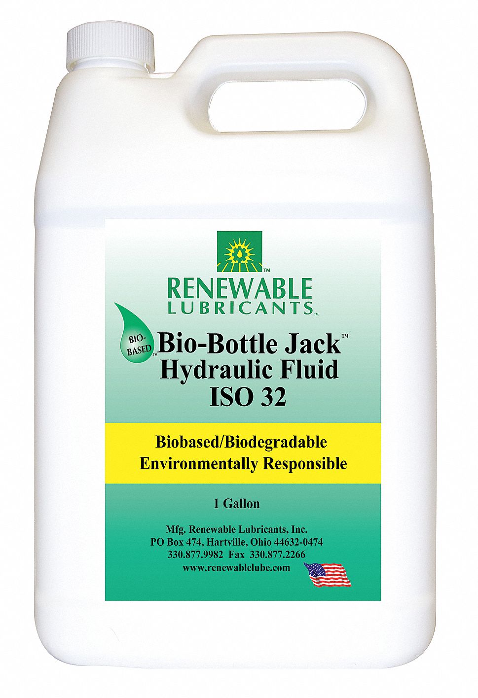RENEWABLE LUBRICANTS Vegetable Oil Hydraulic Oil, 1 gal Jug, ISO