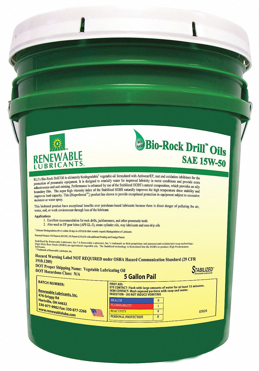 RENEWABLE LUBRICANTS, Synthetic, 20°F, Air Tool Oil 21A53183024