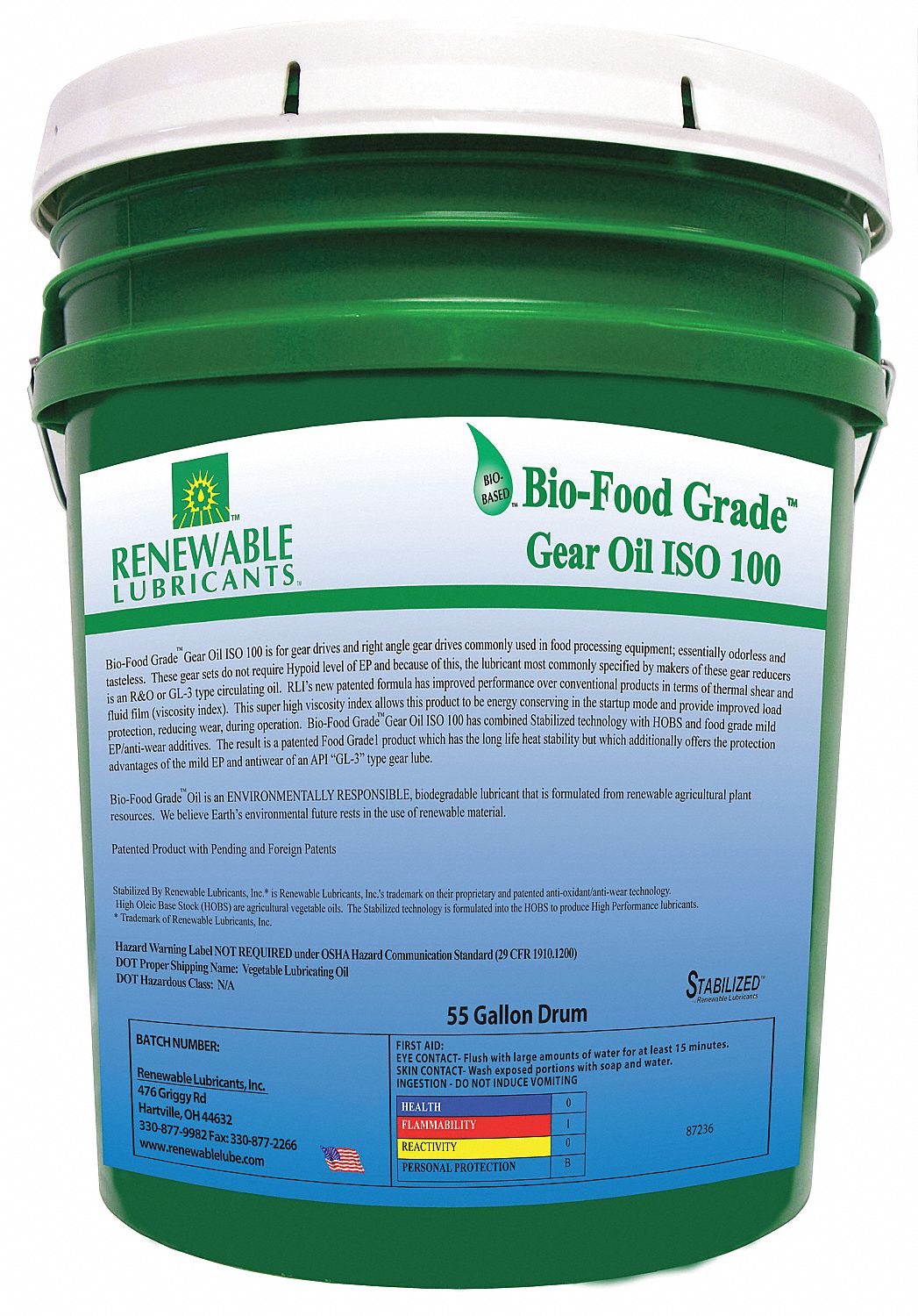 RENEWABLE LUBRICANTS, SemiSynthetic, 5 gal, Gear Oil 21A56287234