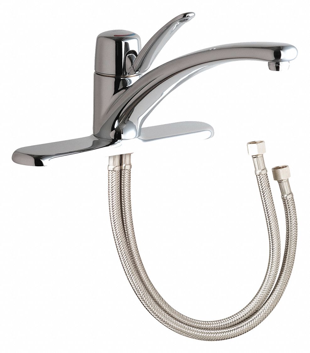 CHICAGO FAUCETS Chrome, Low Arc, Kitchen Sink Faucet, Manual Faucet
