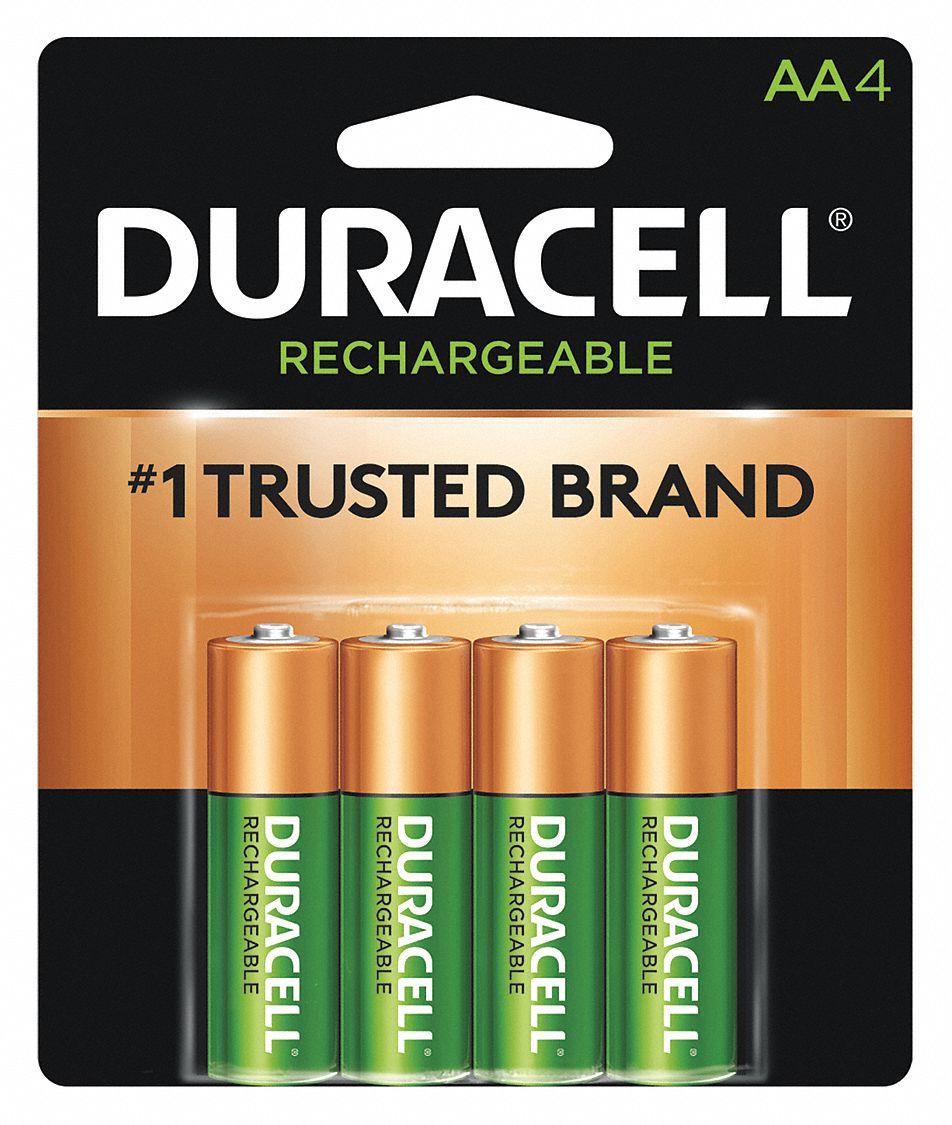 DURACELL AA Rechargeable Battery, NickelMetal Hydride, 1.2V DC, 2,500