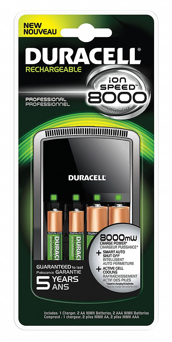 DURACELL Battery Charger, Includes (2) AAA and (2) AA 21LN89CEF15RFP