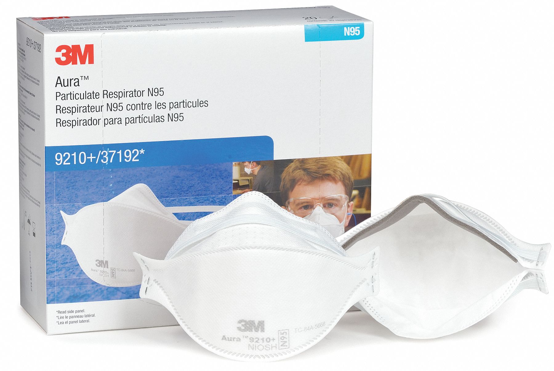 3M Disposable Respirator Single, NonAdj, Metal Nose Clip, Std, White