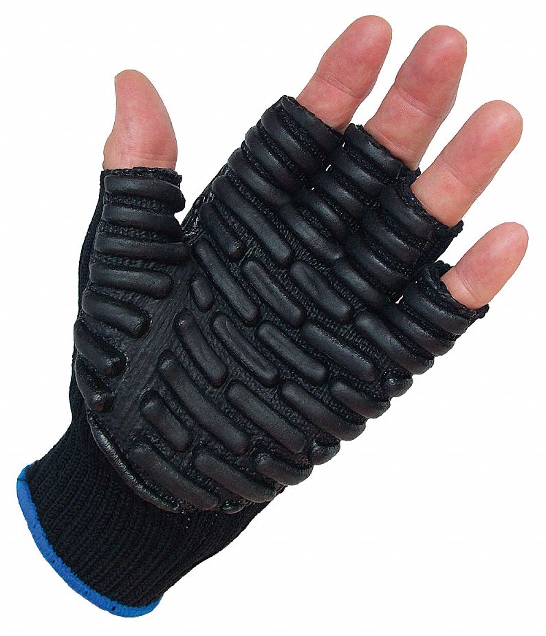 IMPACTO Coated Gloves XL ( 10 ), Knit Glove, Fingerless, Black, Knit Cuff, Blocks, Dotted, 1 PR