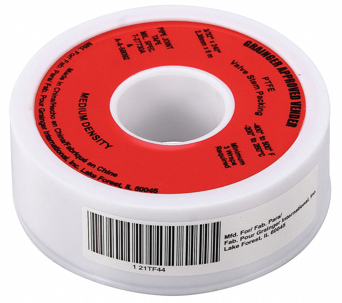 GRAINGER APPROVED Valve Packing Tape, PTFE, 3/32 in Width, 240 in