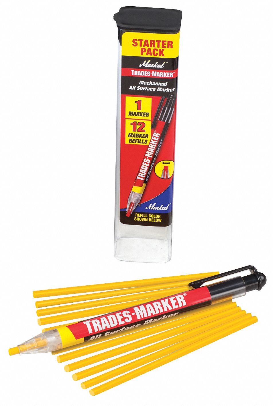 MARKAL, Mechanical Grease Pencil Kit, 3 mm Tip Wd, Paint Marker