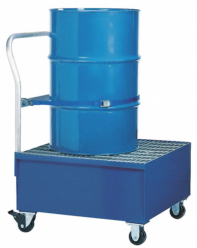 DENIOS Drum Spill Cart, 600 lb. Spill Containment Load Capacity, 34