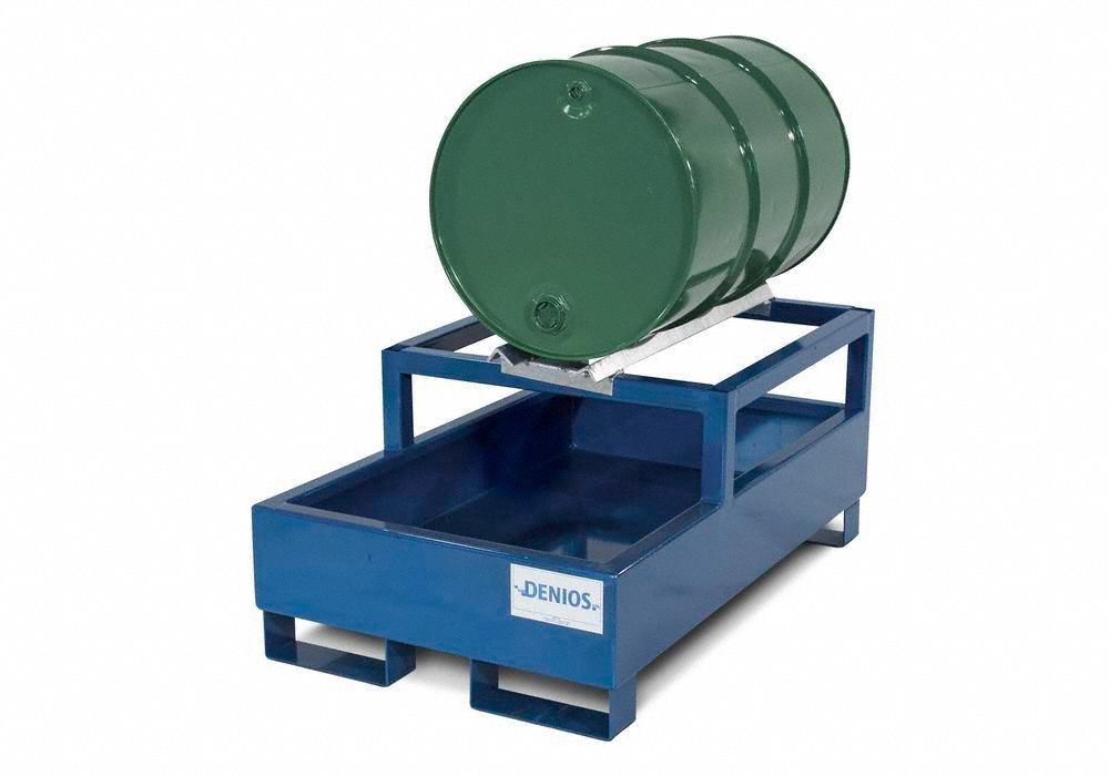 DENIOS Drum Dispensing Rack, For Container Type 55 gal Drums, Built In