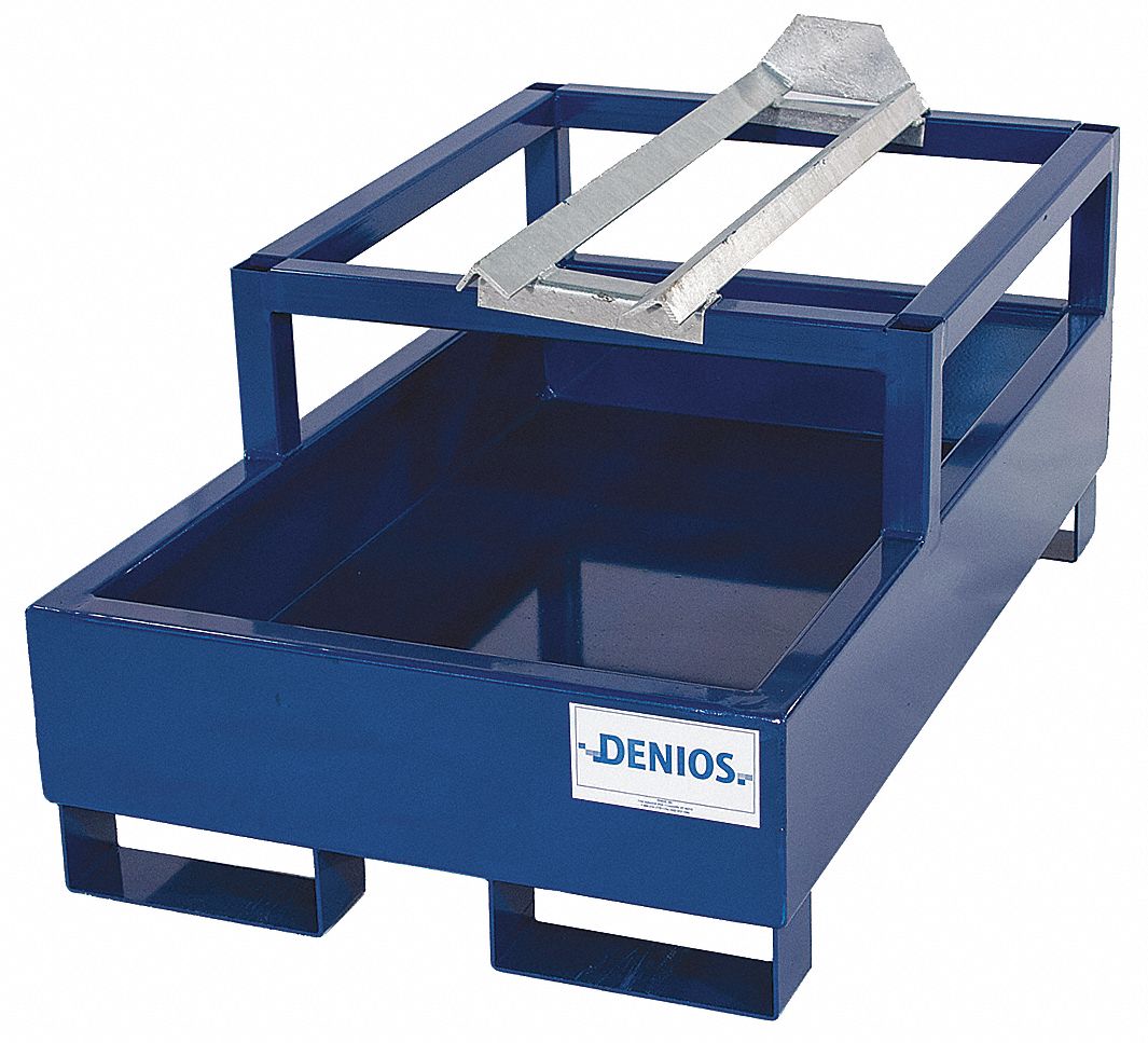 DENIOS Drum Dispensing Rack, For Container Type 55 gal Drums, Built In