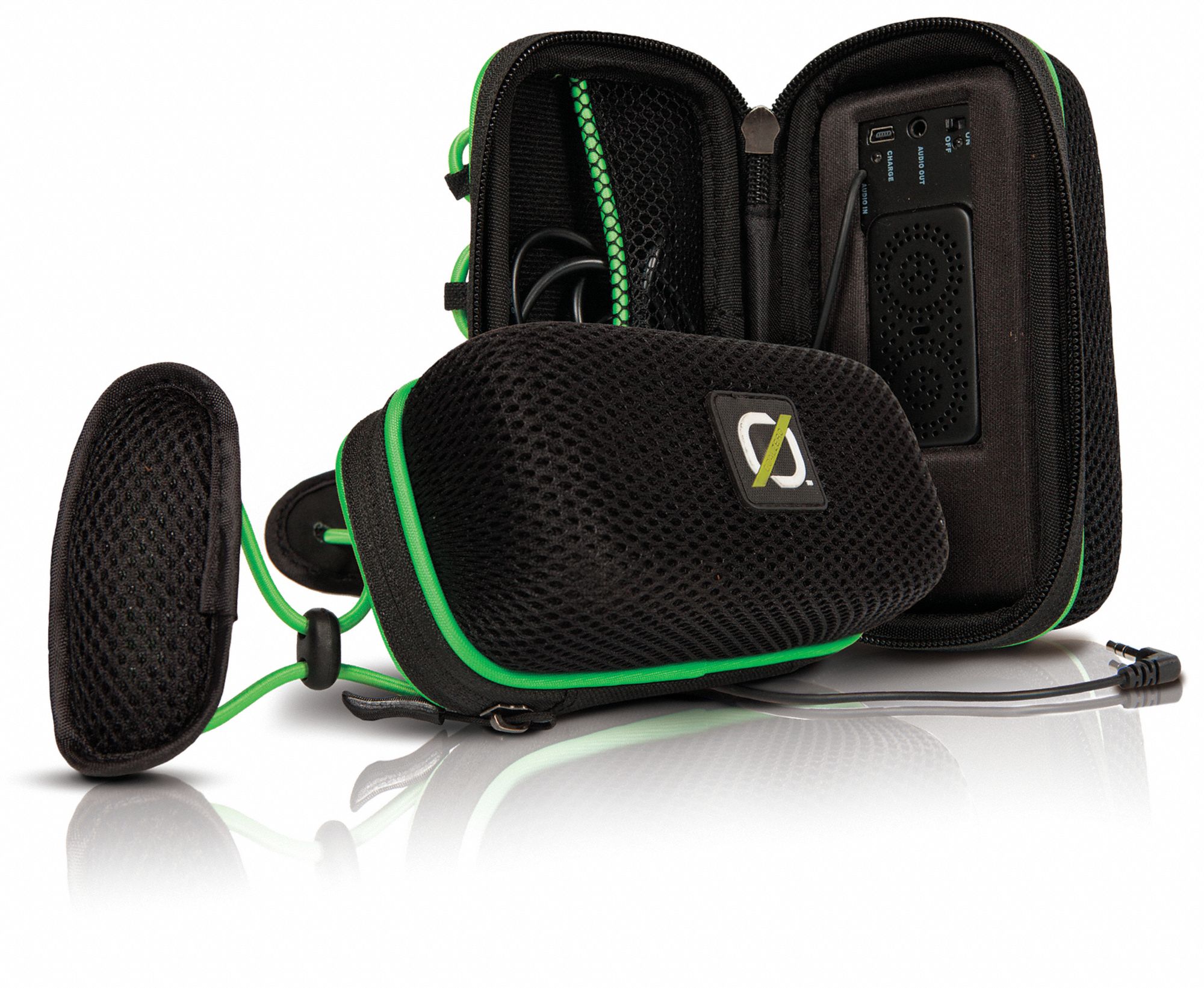 Speaker, 3.5mm jack, 6 in Cable Length, Green Grainger