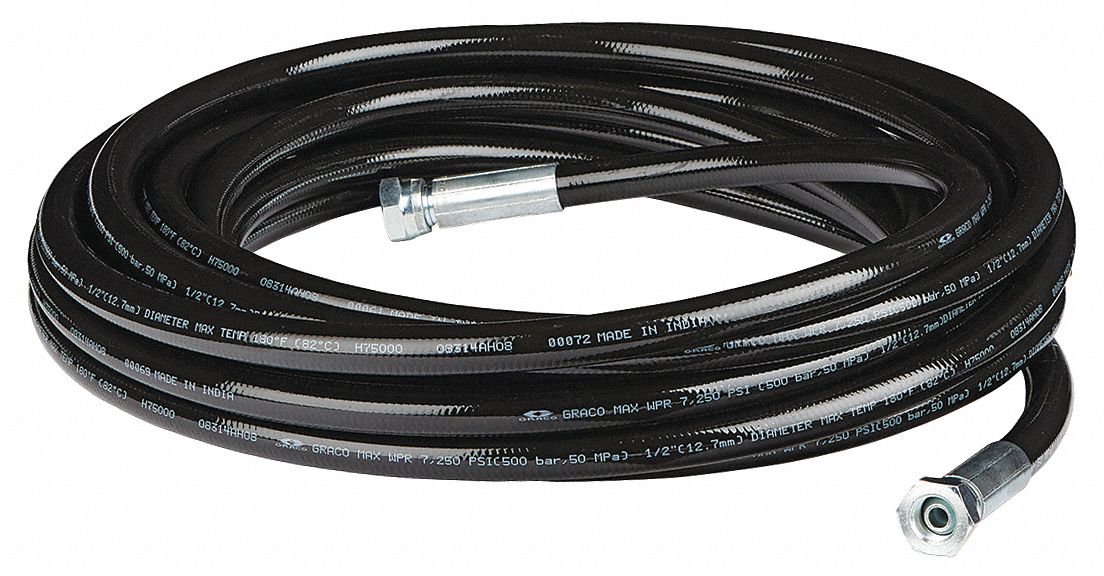GRACO HighPressure Spray Hose, 3/8 in Hose Inside Dia., 50 ft, 7,250