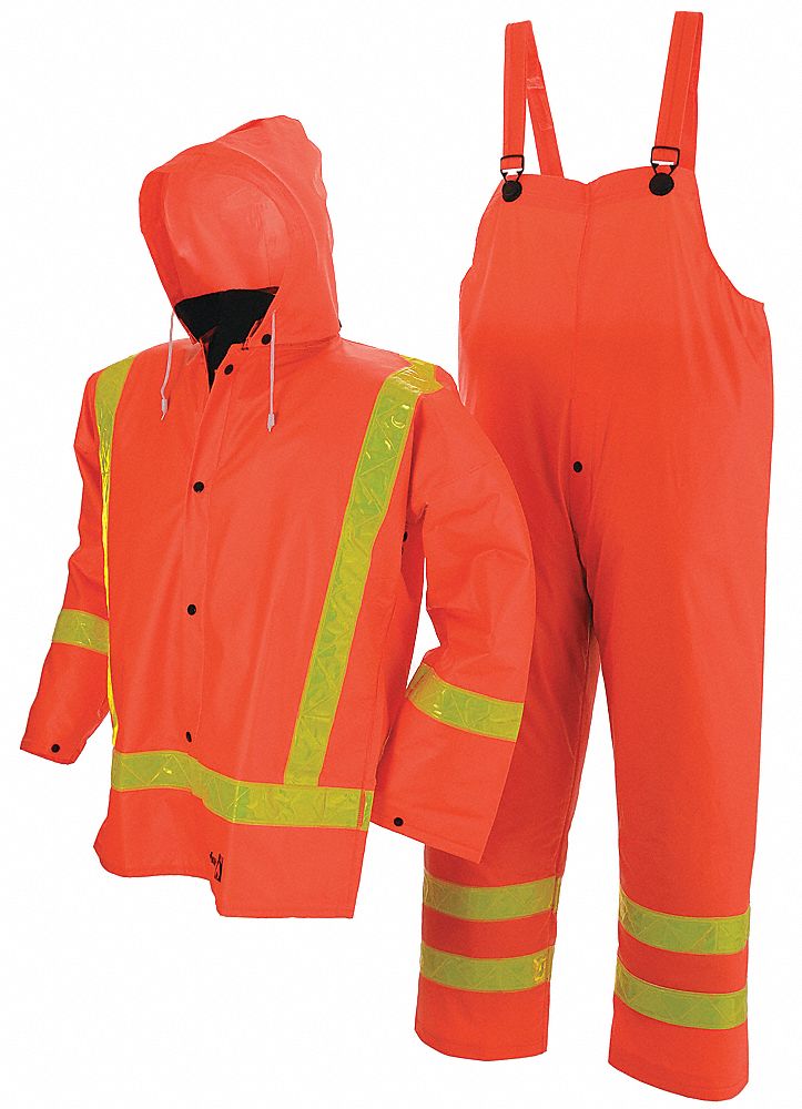 VIKING 3Piece Flame Resistant Rain Suit with Jacket/Bib Overall, Hood