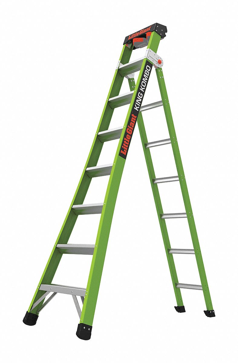 LITTLE GIANT Fiberglass Multipurpose Ladder, 375 lb Load Capacity, 31